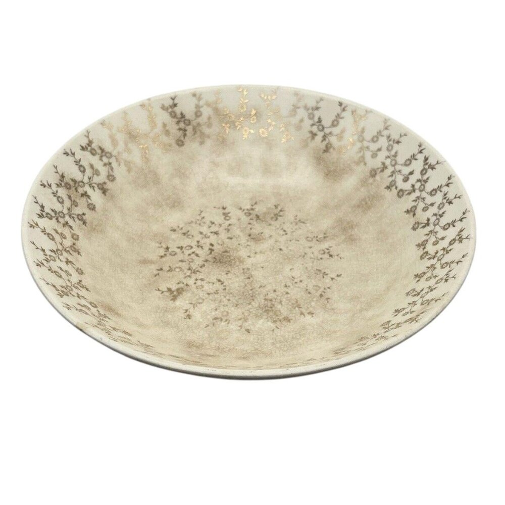 The French Saxon China 22k Gold Floral Trim 8.5 Inch Bowl Made In USA Used